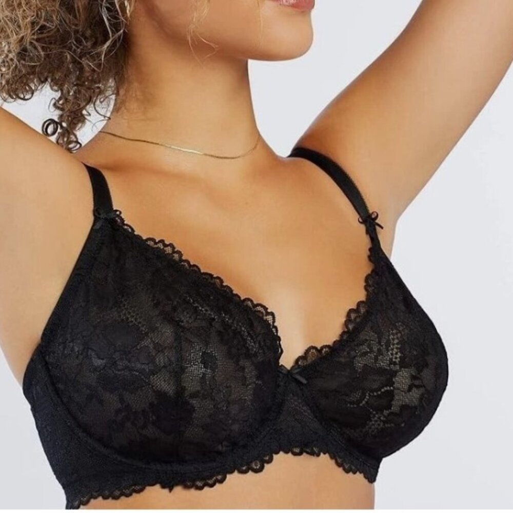 Savage X Fenty Floral Lace Unlined Underwire Bra Black Women’s 38D NWT Sheer